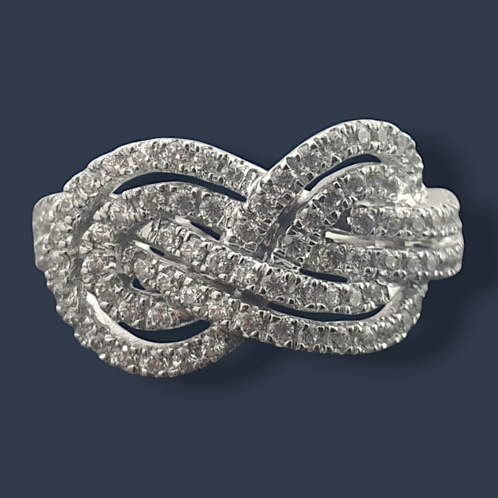 Simulated Diamond Pave Infinity Knot Wedding Ring Size 10